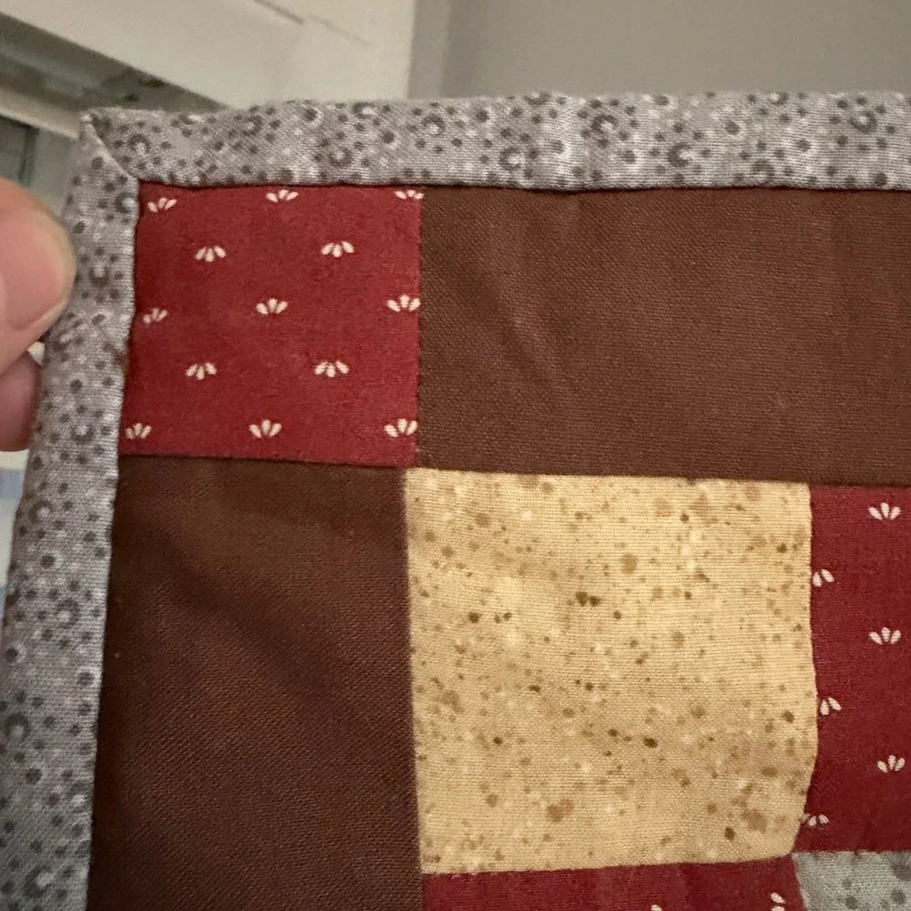 Handmade Deer Wildlife Quilt Throw Brown Green Baby Child Rustic